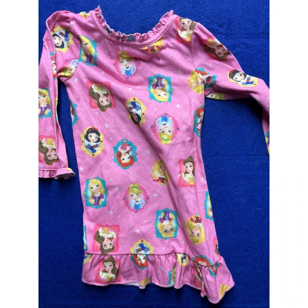 Princesscore Toddler Disney Collection Nightgown 2T Pink Long Sleeve Ruffle Trim